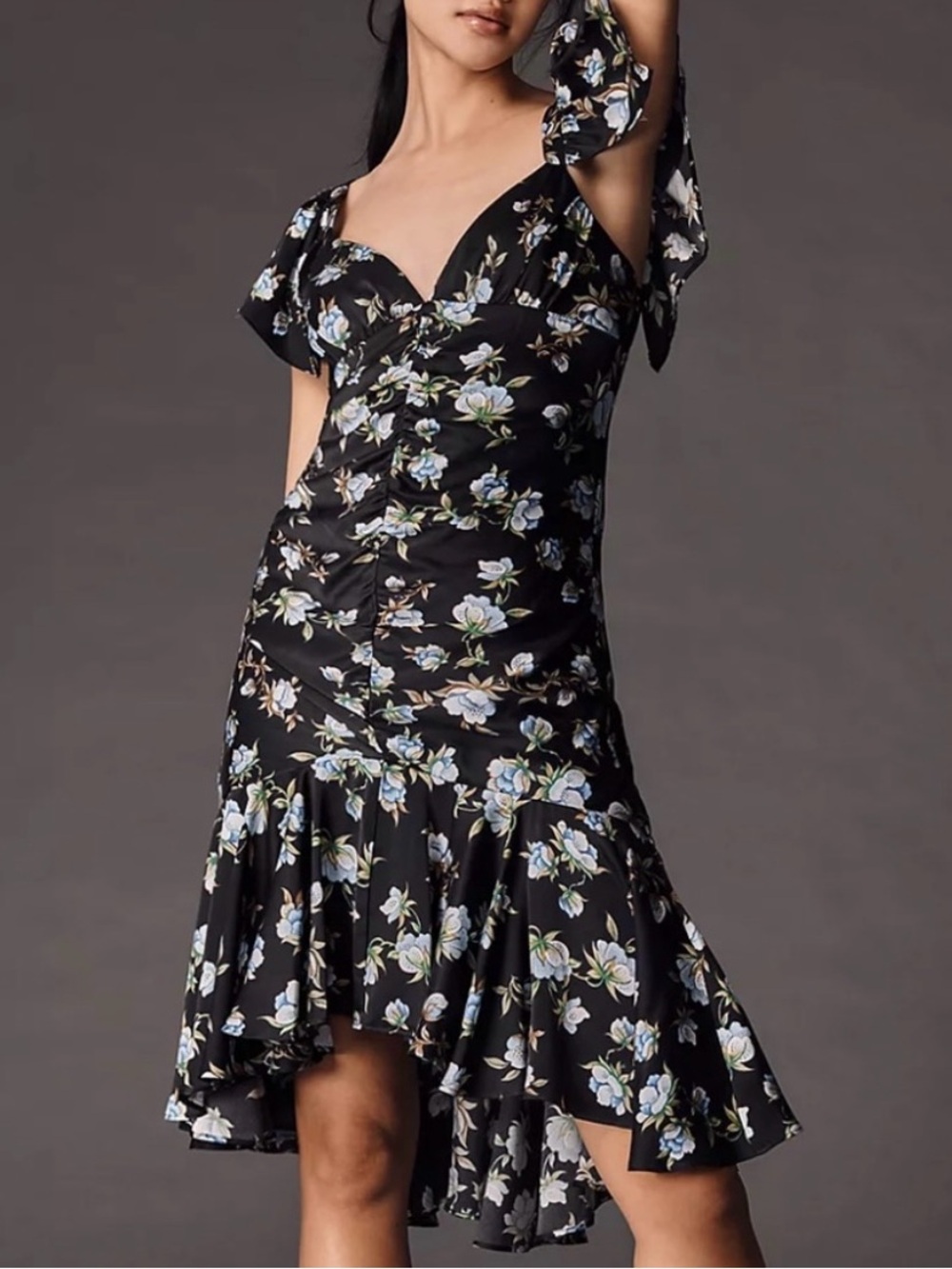 Anthropologie Sweetheart Ruched Drop Waist Dress Size Small